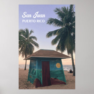 Affiche San Juan Porto Rico Plage tropicale coucher de sol