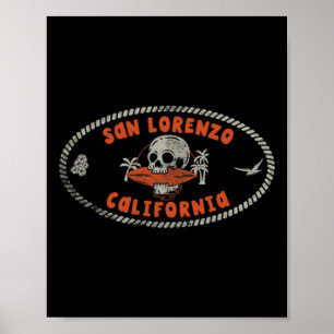 Affiche San Lorenzo Californie Ca Rétro Surfeur Avant Et C