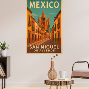 Affiche San Miguel de Allende Mexique vintage