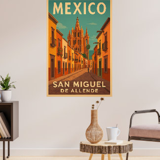 Affiche San Miguel de Allende Mexique vintage