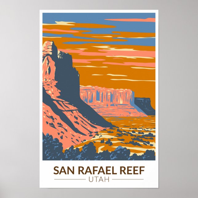 Affiche San Rafael Reef Utah Voyage Art Rétro (Devant)
