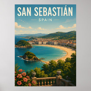 Affiche San Sebastian Espagne Côte basque et voyage gastro