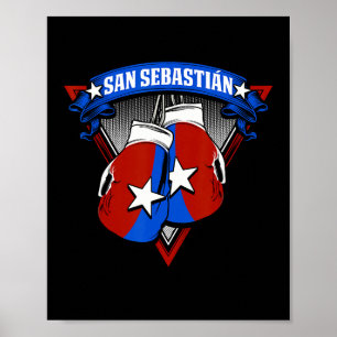 Affiche San Sebastian Porto Rico Gants de boxe Puerto Ric
