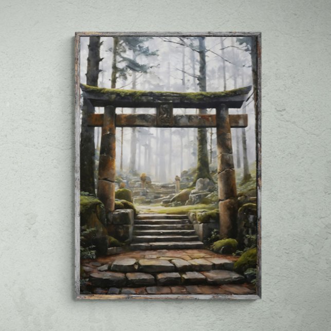 Affiche Sanctuaire forestier : Porte du sanctuaire japonai (Créateur téléchargé)
