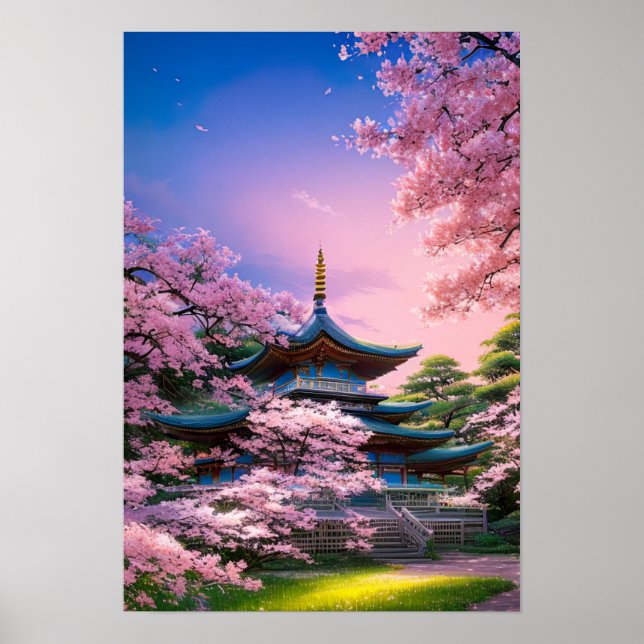Affiche Sanctuaire Sakura, Temple Traditionnel (Devant)