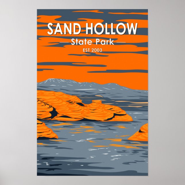 Affiche Sand Hollow State Park Utah Vintage  (Devant)
