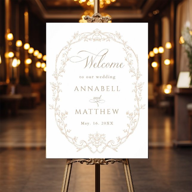 Affiche Sand Ornate Floral Frame Wedding Welcome (Créateur téléchargé)
