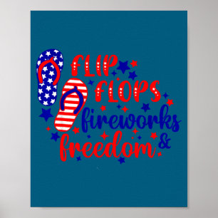 Affiche Sandales claquettes feu d'artifice & liberté du 4