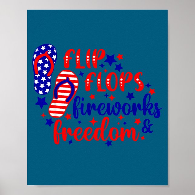 Affiche Sandales claquettes feu d'artifice & liberté du 4  (Devant)