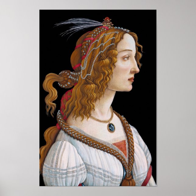 Affiche Sandro Botticelli - Portrait de Simonetta Vespucci (Devant)