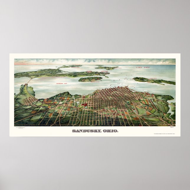 Affiche Sandusky, OH Carte panoramique - 1898 (Devant)