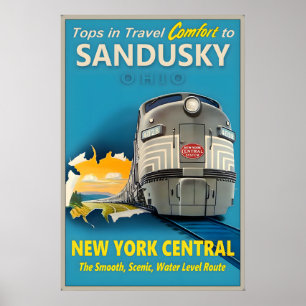 Affiche Sandusky Ohio New York Central Railroad Tops dans