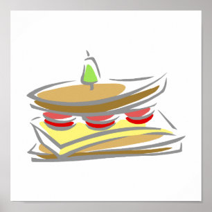 Affiche Sandwich au fromage et à la tomate