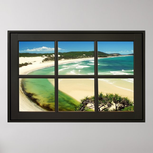 Affiche Sandy Beach Black Frame Faux Illusion (Devant)