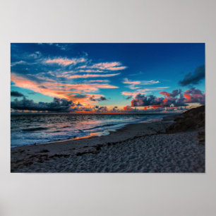 Affiche Sandy Beach Coucher de soleil tropical