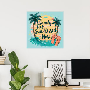 Affiche Sandy Toes Soleil Baisé Nez Plage Esthétique