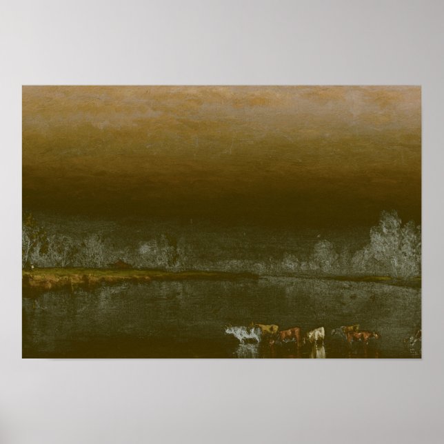 Affiche Sanford Robinson Gifford - Vaches dans un étang à  (Devant)