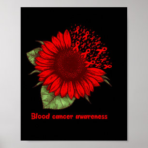 Affiche sang rouge cancer conscience tournesol cadeau guer