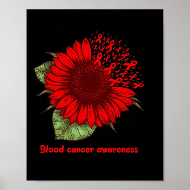 Affiche sang rouge cancer conscience tournesol cadeau guer (Devant)