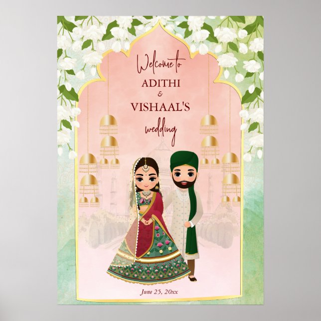 Affiche Sangeet mehndi mariage indien signe de bienvenue (Devant)