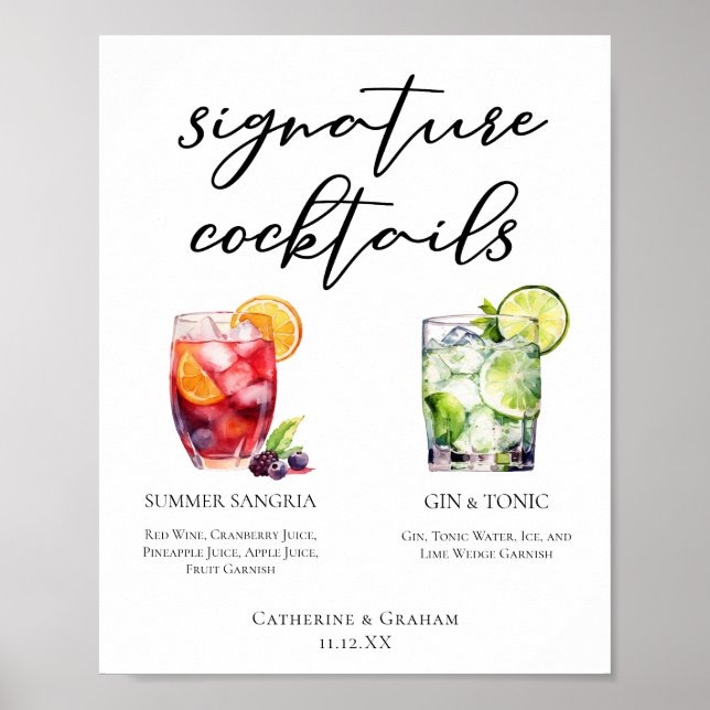 Affiche Sangria Gin & Tonic Signature Cocktails Menu (Devant)