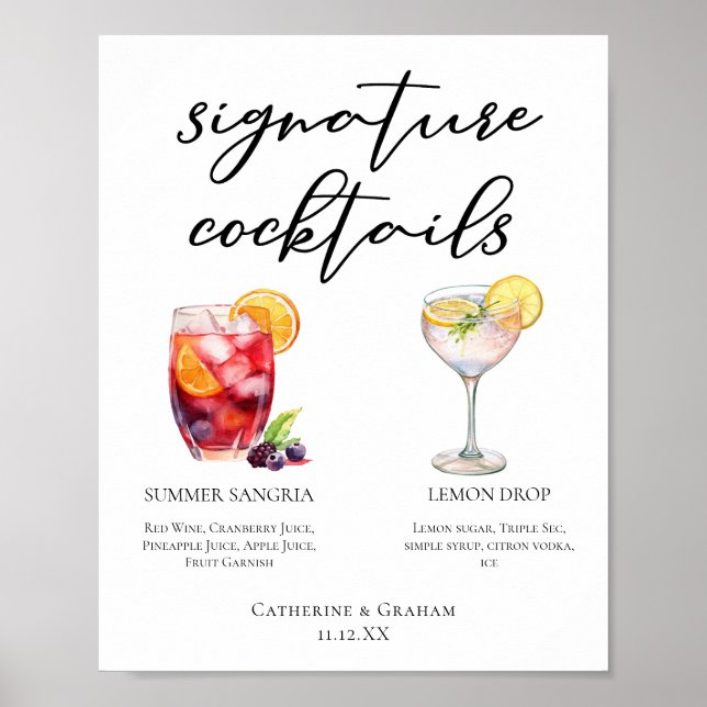Affiche Sangria Lemon Drop Signature Cocktails Menu (Devant)