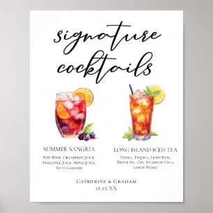 Affiche Sangria Long Island Tea Signature Cocktails Menu