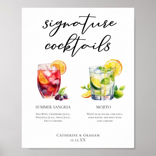 Affiche Sangria Mojito Signature Cocktails Menu Personnali (Devant)