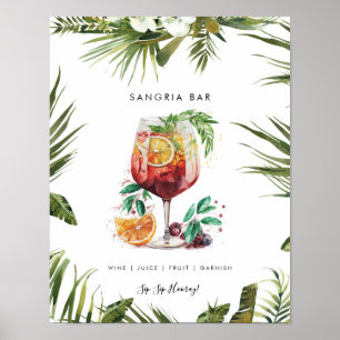 Affiche sangria tropicale bar à cocktails menu panneau