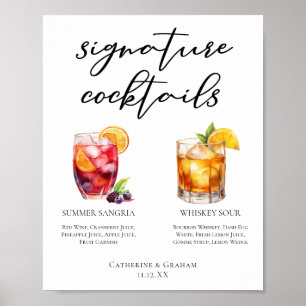 Affiche Sangria Whiskey Sour Signature Cocktails Menu