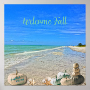 Affiche Sanibel Island Florida Beach avec Citrouilles d'au