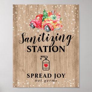 Affiche Sanitier Station Rustique Sanitizer de Noël
