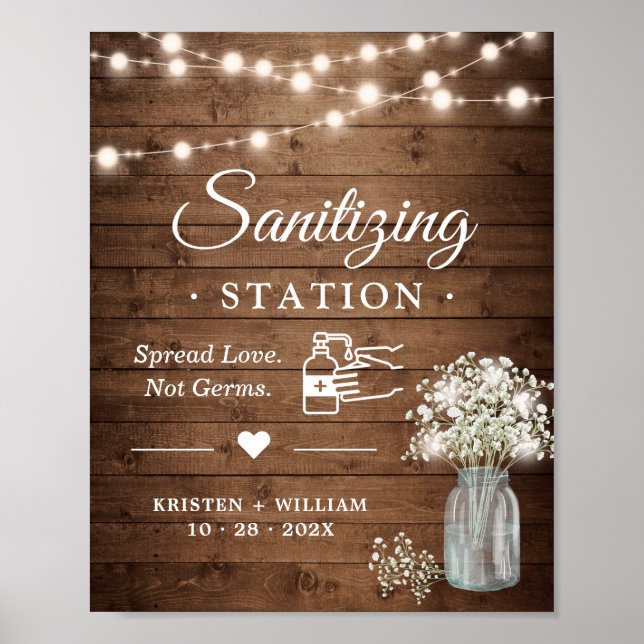 Affiche Sanitizing Station Rustic Baby's Breath Lights (Devant)