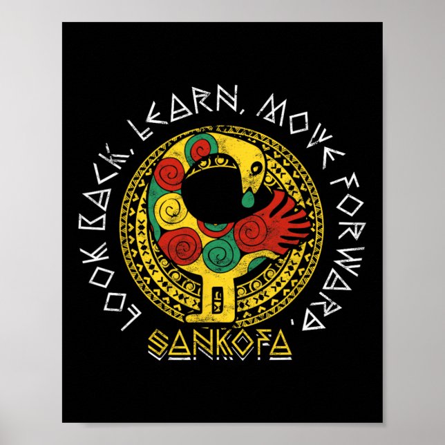 Affiche Sankofa Mois de l'histoire des Noirs Adinkra Ghana (Devant)
