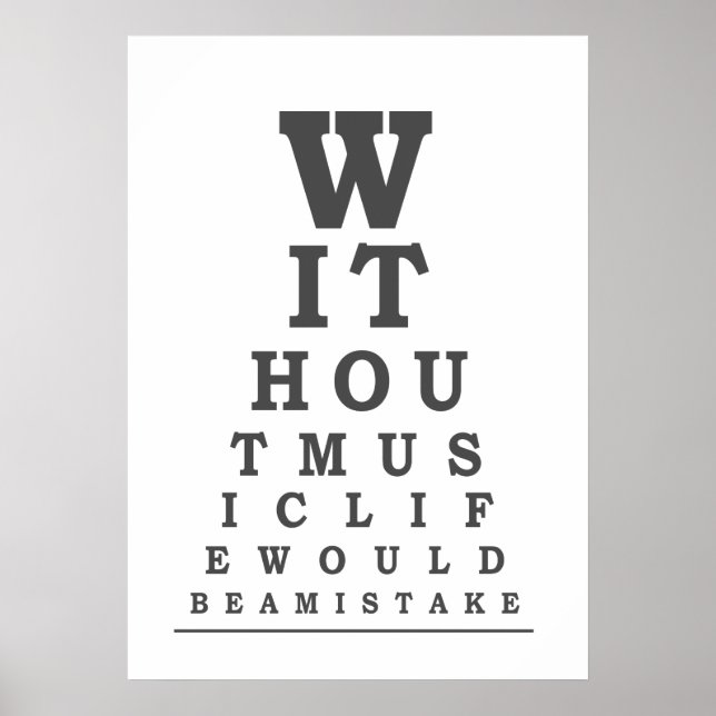 Affiche Sans Musique La vie serait une erreur typographie (Devant)