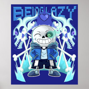 Affiche Sans Undertale Squelette Cool Pixel Art Être Lazy