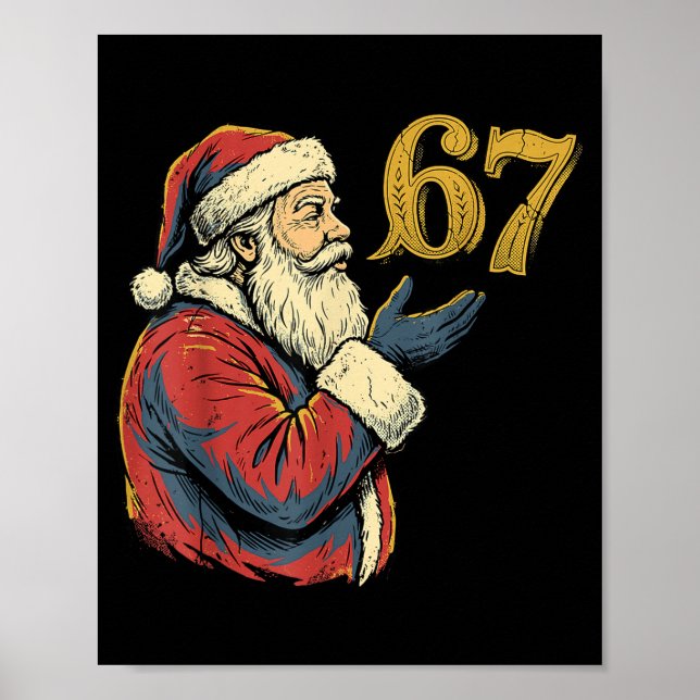 Affiche Santa 67 Number Funny Christmas Meme Se  (Devant)