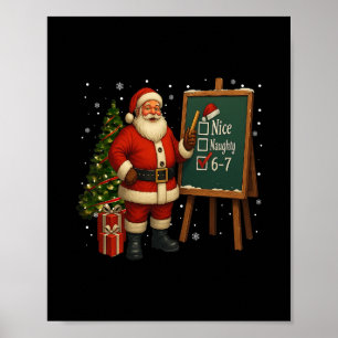 Affiche Santa 6-7 Mème Gentil Méchant 67 Noël Brain Rot