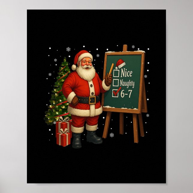 Affiche Santa 6-7 Mème Gentil Méchant 67 Noël Brain Rot (Devant)