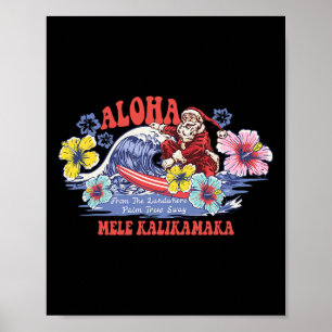 Affiche Santa Aloha Noël hawaïen Mele Kalikimaka Sur