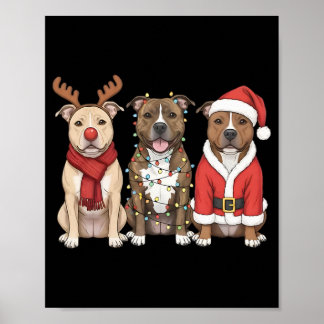 Affiche Santa American Pitbull Terrier Noël Pittie Do