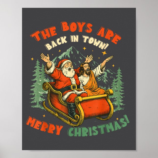 Affiche Santa &amp; Jesus Back In Town Merry Christmas, Ho (Devant)
