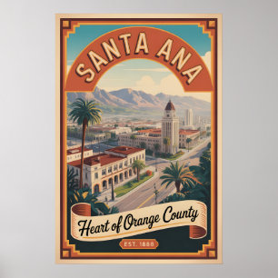 Affiche Santa Ana Californie Rétro Voyage Vintage