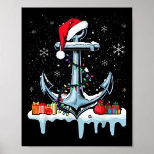 Affiche Santa Ancre Lumières de Noël Cool Voile Bateau