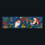 AFFICHE SANTA AND CHRISTMAS NIGHT<br><div class="desc">Colorful,  whimsical and artistic acrylic painting for Christmas by Bulgan Lumini  (c)</div>