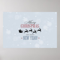 Santa and his Flying Reindeer Silhouette Christmas