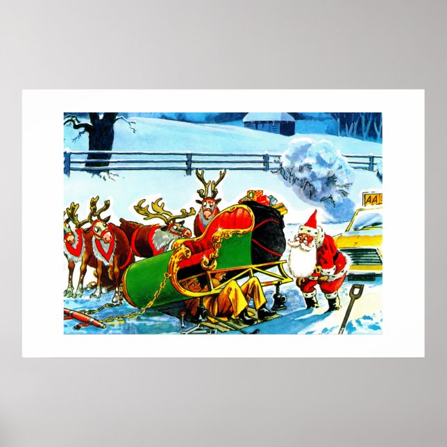 AFFICHE SANTA AND HIS REINDEER HELPED BY THE AA (Devant)