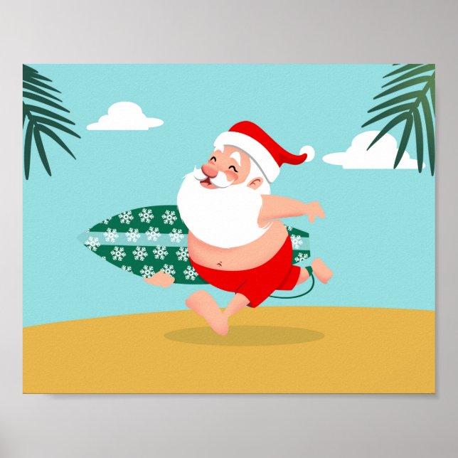 Affiche Santa at beach cartoon (Devant)