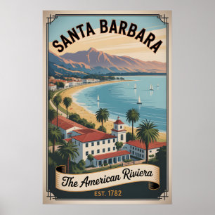 Affiche Santa Barbara Californie Vintage Voyage Rétro