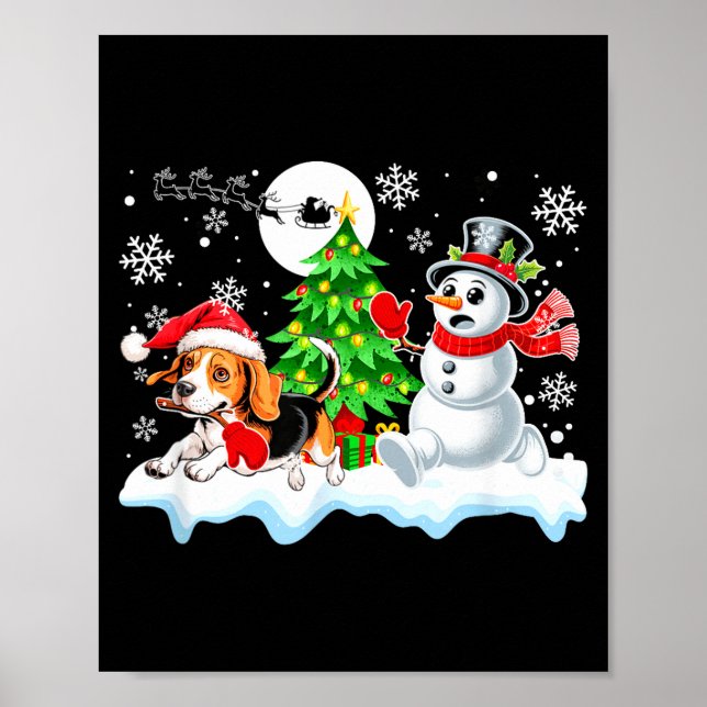 Affiche Santa Beagle Snowman Running Friends Christmas Own (Devant)